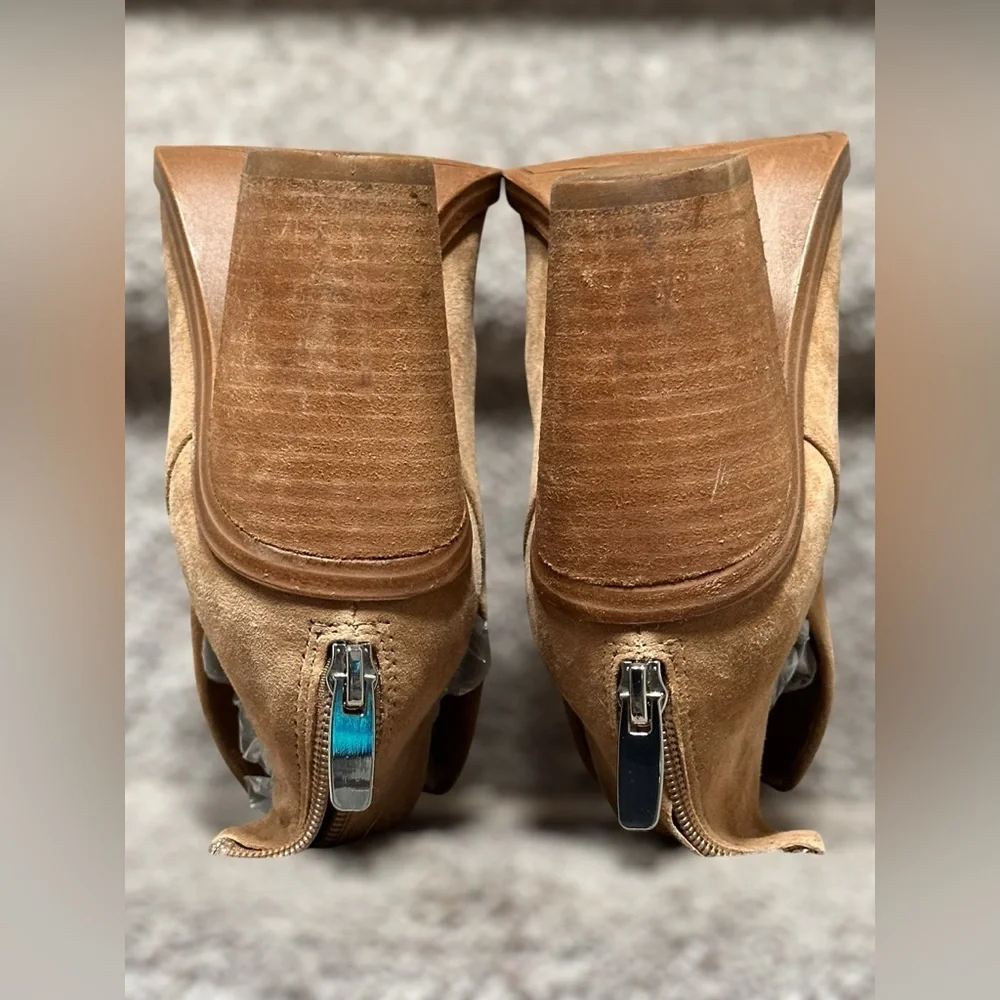 SOLD Steve Madden Camryn Booties Tan Suede Ankle Block Heel Zip PointedWomen’s 8 - Picture 9 of 11